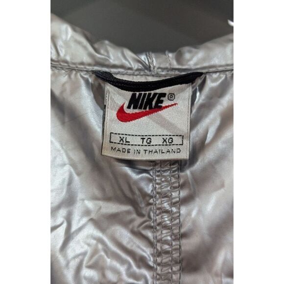 VTG Nike Center Logo Cagoule Windbreaker Jacket Sage Green & Silver Men's XL - Picture 7 of 8